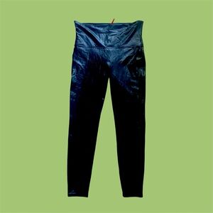 SPANX Faux‎ Leather Women’s Leggings 1X Black Liquid Gloss Pants High Waisted